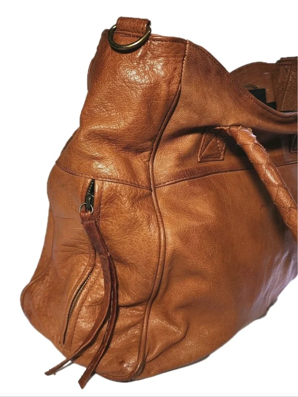 Day & Mood Soft Genuine Leather Purse Bag Satchel Phoebe Tote Top Handles EUC